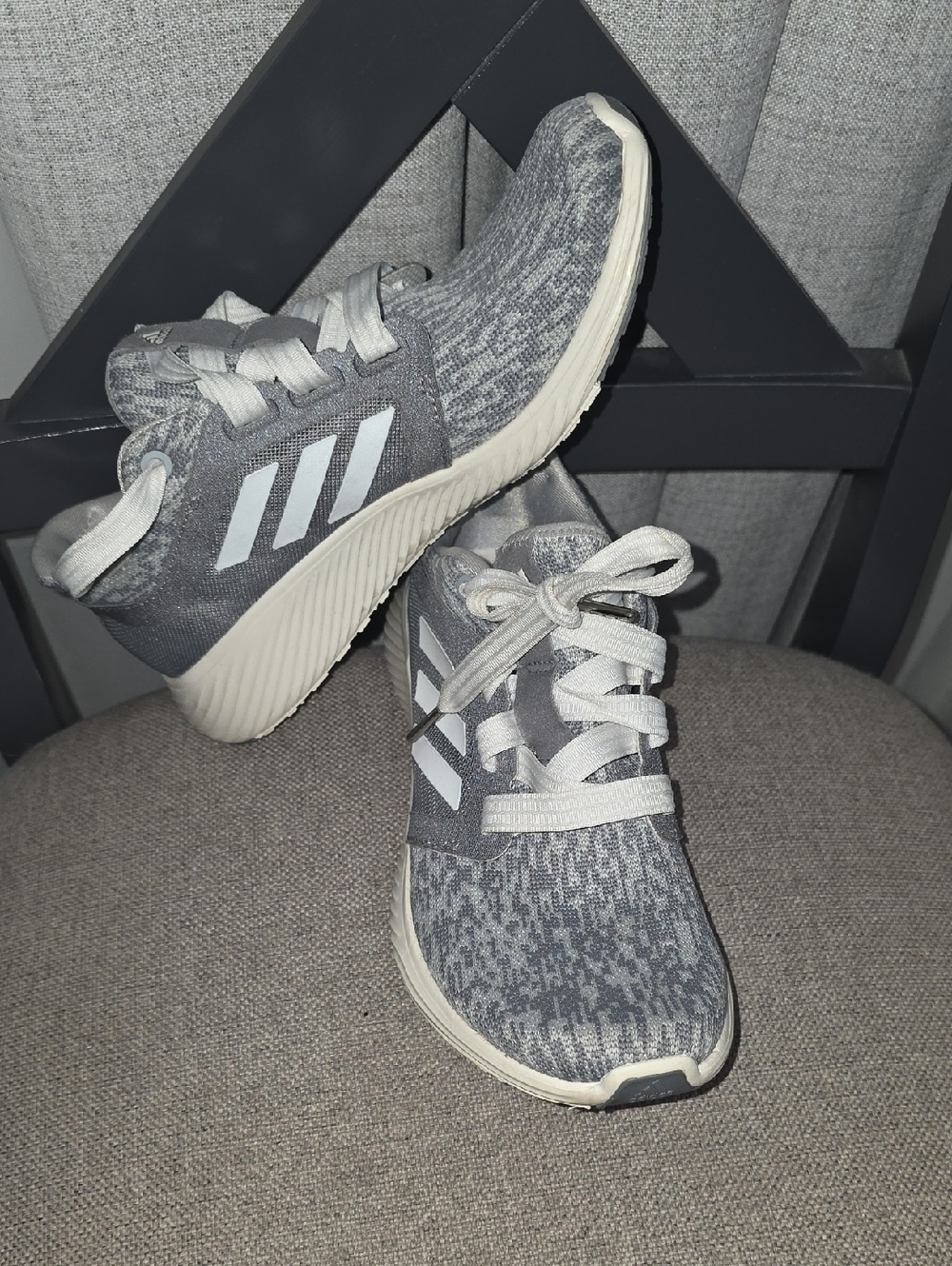 adidas Edge Lux 3 Grey Knit Lace-Up Sneakers with White Stripes